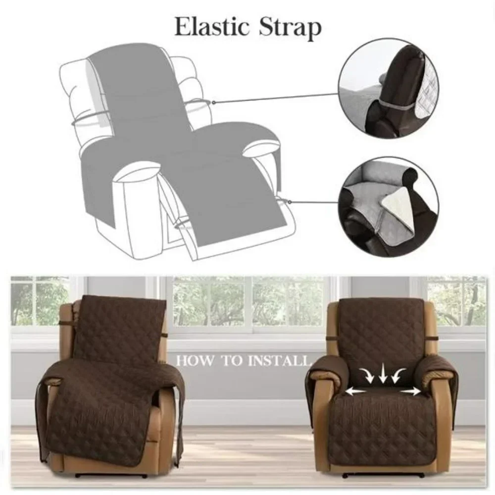 Reversible Recliner Chair Cover - Waterproof Quilted Sofa Slipcover，23 Inch